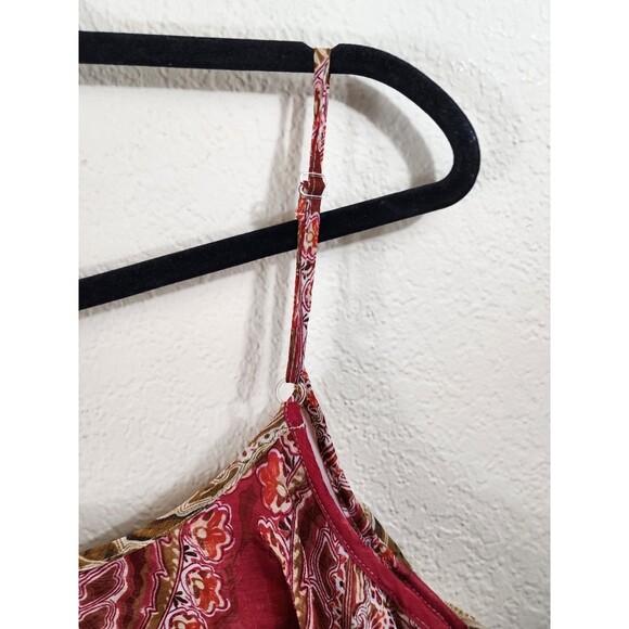 Mod Modele Womens M Red Tan Paisley Sleeveless Boho Midi Dress - Picture 3 of 8